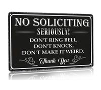Letrero de metal vintage de Bestylez, ""No se permite solicitar"", ""No toque el timbre ni llame"" para casa, oficina, puerta principal, porche, pati