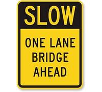 Letrero de metal vintage de lata de 8 x 12 pulgadas para Slow - One Lane Bridge Ahead, regalos de grado de ingeniero, letrero de aluminio para patio, cumpleaños, Navidad, decoración de pared para