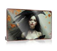 Letrero de metal vintage divertido con texto en inglés "Man Cabe Decor Dark Raven'S Embrace: A Gothic Autumn Retrato" (30 x 40 cm)