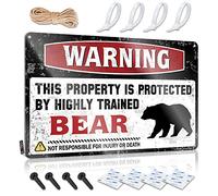 Letrero de metal vintage divertido con texto en inglés "Warning This Property Is Protected By A Highly Trained Bear", letrero de estaño para bar en casa, bar, bar divertido (30 x 40 cm)