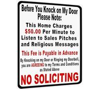 Letrero de metal vintage divertido sarcástico para decoración de pared, cartel de metal con texto en inglés "Before You Knock On My Door" No Soliciting, 30,5 x 20,3 cm