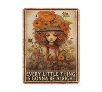 Letrero de metal vintage hippie con texto en inglés "EVERY LITTLE THING IS GONNA BE ALRIGHT", letreros de metal para decoración de pared para el hogar, bar, cafetería, cocina, retro, regalo hippie, 8