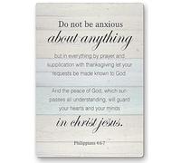 Letrero de metal vintage para decoración de pared cristiana Be Anxious for Nothing, versículo bíblico, placa de póster de arte de pared, letrero rústico decorativo para decoración del hogar, 5.5 x 8