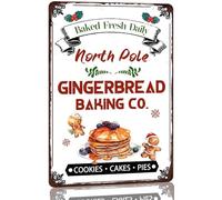 Letrero de metal vintage para hornear galletas, pasteles y tartas de jengibre del Polo Norte, horneados frescos a diario, para panadería, panadería, decoración de pared para cafetería y bar, 8 x 12 p