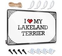 Letrero de Navidad suave con texto en inglés "I Love My Lakeland Terrier", arte decorativo de pared listo para colgar en el gimnasio (20 x 30 cm)
