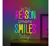 Letrero de neón "Be The Reason Someone Smiles Today", 40 x 25 cm, Señal de neón alimentadas por USB para decoración de pared, Señales luminosas para dormitorio, decoración de sala de estar