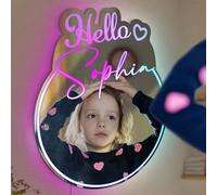 Letrero de neón con espejo para selfie, letrero de neón para selfie, letrero de neón para selfie, espejo de neón personalizado, letrero de neón de estudio (34,5 x 42 cm)