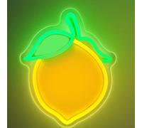 Letrero de neón con forma de limón, con forma de fruta, luz de neón, para decoración de pared, apartamento, bar, habitación de los niños, color amarillo, 29,2 x 26,9 cm