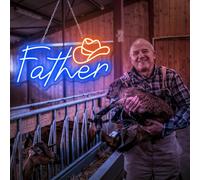 Letrero de neón con sombrero de vaquero para el día del padre, regalo para papá, regalo de cumpleaños, regalo personalizado para papá