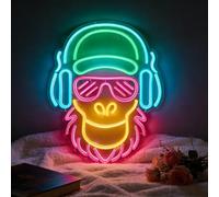 Letrero de neón con temática de DJ, auriculares y gafas de sol, luz de neón decorativa alimentada por USB para fiestas, sala de música, niños, adolescentes, dormitorio, sala de estar, pared, mesa