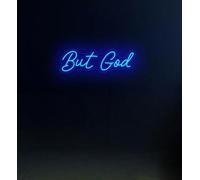 Letrero de neón con texto en inglés "But God", letreros cristianos, decoración de versículos de la Biblia, decoración de arte cristiano