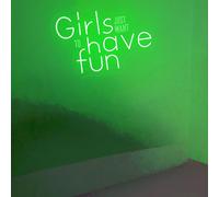 Letrero de neón con texto en inglés "Girls Just Wanna Have Fun", arte de afirmación positiva, decoración de pared para habitación de niñas