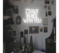 Letrero de neón con texto en inglés "I'd Rot in Hell with You", letrero de neón para boda, letrero LED de Halloween, Amigo el diablo, decoración gótica para el hogar