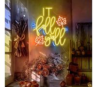Letrero de neón con texto en inglés "It's Fall Yall" para otoño, temporada de otoño, luz LED, letrero de neón personalizado para otoño, arte de pared para el hogar, decoración de jardín de Acción de