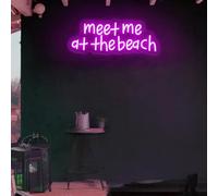 Letrero de neón con texto en inglés "Meet Me At The Beach", letreros LED personalizados para bar de playa de verano, decoración de ambiente costero, arte de pared del océano