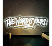 Letrero de neón con texto en inglés "The World is Yours", luces LED regulables alimentadas por USB para dormitorio, sala de juegos, cueva de hombre, bar, boda, fiesta de cumpleaños, decoración de