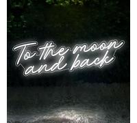 Letrero de neón con texto en inglés «To the moon and back», luz LED blanca, romántica, frase de amor, luz de neón para decoración de pared de tu dormitorio, regalo de fiesta de boda