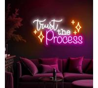Letrero de neón con texto en inglés "Trust The Process", letrero de neón motivacional, luz LED estética para dormitorio, decoración de pared de neón con cita positiva, letrero de neón personalizado