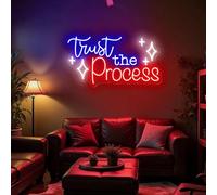 Letrero de neón con texto en inglés "Trust The Process", letreros motivacionales, luz LED estética para dormitorio, cita positiva, decoración de pared de neón