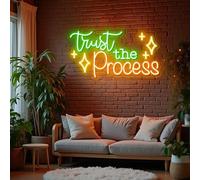 Letrero de neón con texto en inglés "Trust The Process", letreros motivacionales, luz LED estética para dormitorio, cita positiva, decoración de pared de neón