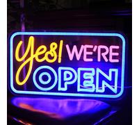 Letrero de neón con texto en inglés "Yes We Are Open", regulable, luces de neón abiertas para decoración de pared de bar, letrero de luz de neón abierto para negocios, tienda, hotel, restaurante, bar,