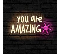 Letrero de neón con texto en inglés «You Are Amazing Neon», decoración de pared para dormitorio, clase, bar, pub, guardería, luz LED de neón regulable por USB, para bodas, fiestas de cumpleaños
