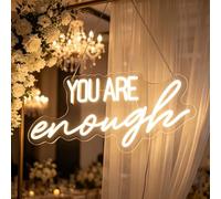 Letrero de neón con texto en inglés "You Are Enough - Alimentado por USB con interruptor de atenuación, luces de neón para habitación, hogar, bar, decoración de pared, fiesta, ventana, sala de estar,