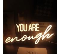 Letrero de neón con texto en inglés "You Are Enough - Alimentado por USB con interruptor de atenuación, luces de neón para habitación, hogar, bar, decoración de pared, fiesta, ventana, sala de estar,