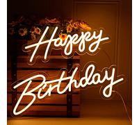 Letrero de neón de 3 pies, 2 luces LED regulables colgantes para decoración de fondo de fiesta de cumpleaños (cálido, 20 pulgadas de feliz cumpleaños)