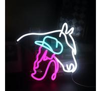 Letrero de neón de caballo de vaquera, luz de neón, luz LED de señora de caballo, señal LED de vida de campo, decoración de pared de habitación de vaquero, letrero de luz de neón para sala de juegos