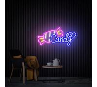 Letrero de neón de caramelo, decoración de tienda de dulces, letrero de neón personalizado, decoración de barra de caramelos, regalo de apertura de negocios, arte de pared para tienda