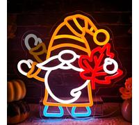 Letrero de neón de gnomos intermitentes regulable para Acción de Gracias, letrero de neón para decoración de pared, hoja de arce, luz de neón para Hello Fall LED, letrero de Acción de Gracias