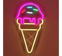 Letrero de neón de helado para decoración de pared, luz LED de neón con forma de helado colorida alimentada por USB, letrero iluminado para restaurante, tiendas de postres, tiendas de dulces