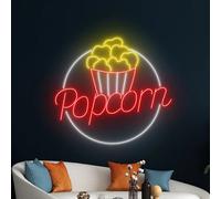 Letrero de neón de palomitas de maíz, luz LED de palomitas de maíz, decoración de pared de sala de cine, luces de neón de película