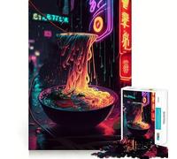 Letrero de neón de Ramen, Rompecabezas de 1000 Piezas para Adultos, Juguete para ejercitar la Mente, Suave, Relajante, para armar, un Regalo Encantador (38x26cm)