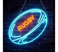 Letrero de neón de rugby, regalos de rugby, luz nocturna LED de fútbol para decoración de pared con alimentación USB, lámpara regulable, decoración de habitación de niños y niñas para vacaciones