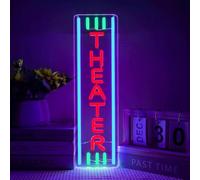 Letrero de neón de teatro, regulable, LED, para decoración de pared, accesorios de cine en casa, luz de neón para sala de cine, decoración de bar, estilo clásico de cine (16.8 x 4.8 pulgadas)