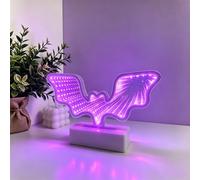 Letrero de neón de túnel de espejo infinito de murciélago, 3 pilas AA, funciona con 3 luces LED 3D, lámpara de escritorio para dormitorio, fiesta de Halloween, gótico, cumpleaños, decoración
