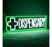Letrero de neón dispensario para decoración de pared, luces LED de marihuana verde para dormitorio, sala de estar, bar, sala de juegos, decoración de fiesta de cumpleaños, regalos de Navidad para