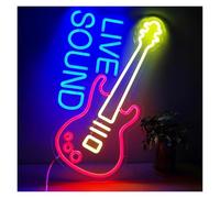 Letrero de neón Guitarra para letreros de luz neón con alimentación por para USB y brillo ajustable para decoración salas música, 34 cm x 56