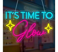 Letrero de Neón "It's Time to Glow" Rosa Letrero LED Luz de Neón para Pared para Letras LED Café Boda Cumpleaños Dormitorio Acción de Gracias Navidad Año Nuevo Bar Decoraciones de Fiesta