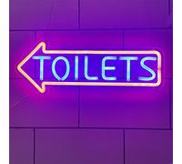 Letrero de neón LED con flecha para inodoro, indicador de entrada de baño, luces de neón, letrero luminoso para colgar en la pared, luces nocturnas,Left,50x19cm