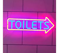 Letrero de neón LED con flecha para inodoro, indicador de entrada de baño, luces de neón, letrero luminoso para colgar en la pared, luces nocturnas,Right,50x19cm