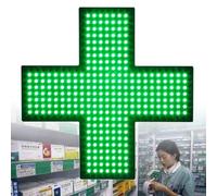 Letrero de Neón LED con Forma de Cruz Médica, Lámpara con Forma de Cruz para Farmacia para Interiores con Tirador, 3 Modos: Siempre Encendido, Intermitente y Intermitente General,48x48cm