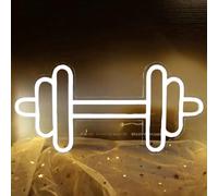 Letrero de neón LED con mancuernas para decoración de gimnasio en casa, luz blanca regulable para decoración de pared, sala de entrenamiento deportivo, regalo para hombres y mujeres, 15.7 x 7.9