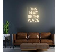 Letrero de neón LED con texto en inglés «This Must Be The Place» para bar, bar, bar, bar, decoración de dormitorio, decoración de pared