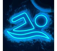 Letrero de neón LED de natación, acrílico superbrillante, hecho a mano, luz de neón, luz de neón, para tienda, escaparate, tienda, cerveza, bar, discoteca, gran regalo de apertura (azul 1)