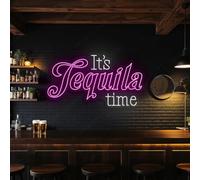 Letrero de neón LED It's Tequila Time, It's Tequila Time Glow Light Wall Line, Cocktail Happy Hour Neon Light Hanging Artwork