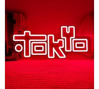 Letrero de neón LED retro de Tokio moderno rojo de cultura japonesa, decoración de pared para dormitorio, sala de juegos, estudio, 41.9 cm x 19.1 cm, letras japonesas regulables, letrero iluminado