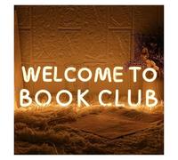 Letrero de neón Letrero de neón con luz LED para USB bienvenida al club lectura para biblioteca, dormitorio, aula, librerías, sala libros, decoración pared del hogar, 43 cm x 14